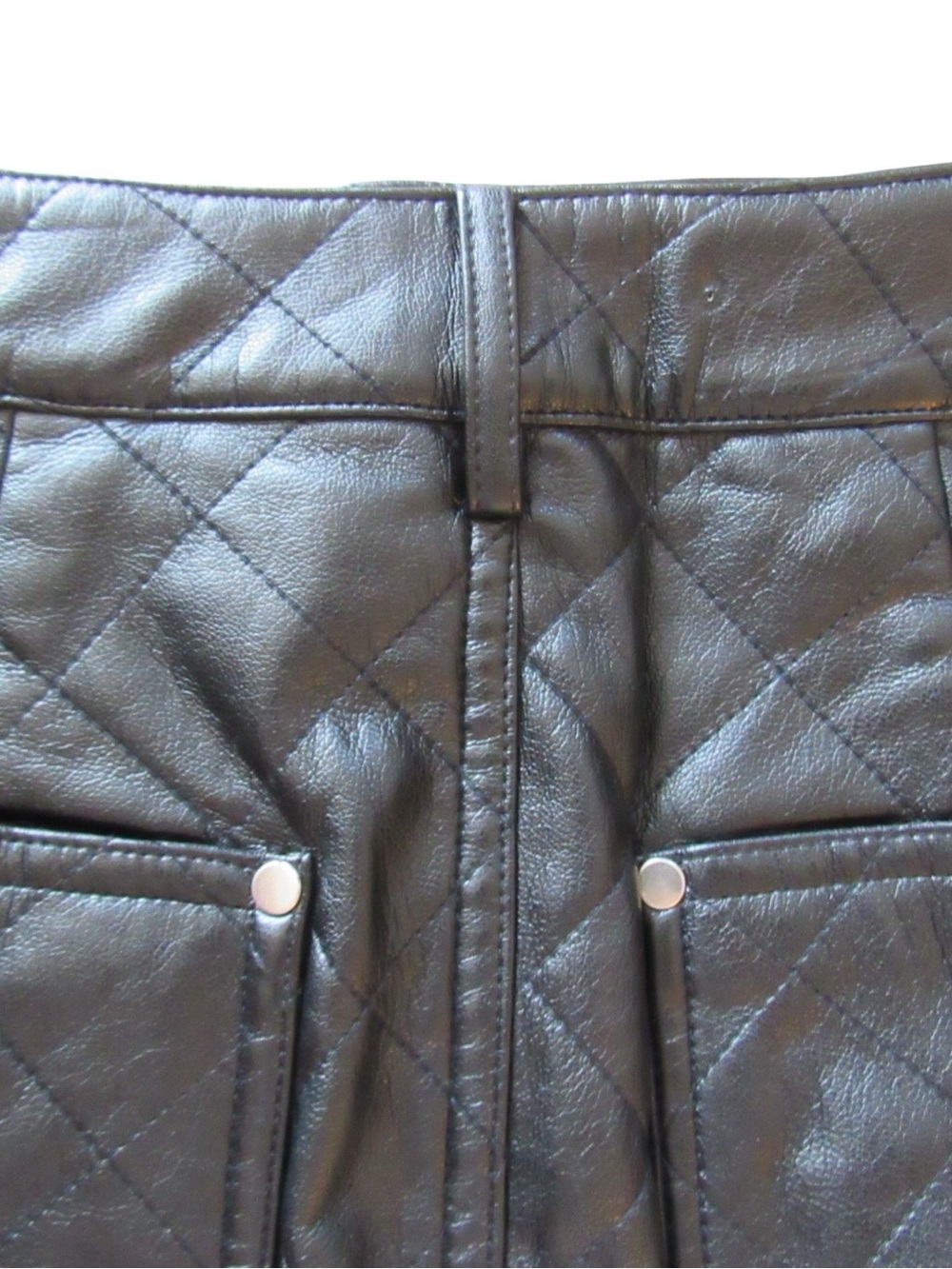Cami NYC Quilted Macy Mini Skirt 2 Black Vegan Faux Leather Whimsigoth Punk - Picture 6 of 10